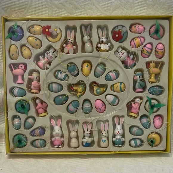 Colorful Easter Bunny and Egg Ornaments Set Mini NIB - Picture 2 of 2